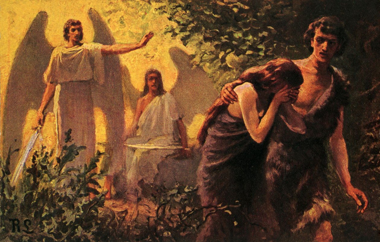 Adam und Eva aus dem Garten Eden vertrieben - Bibel von Anton Robert Leinweber