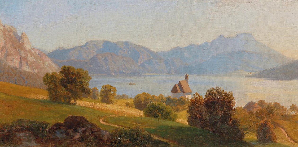 Steinbach am Attersee mit dem Schafberg von Anton Hlavacek