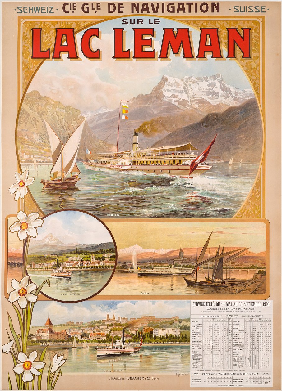 Plakat zur Werbung für den Lac Léman (Genfersee), Schweiz von Anton Reckziegel