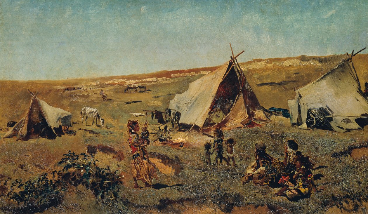 Zigeunerlager in der Puszta von Anton Romako
