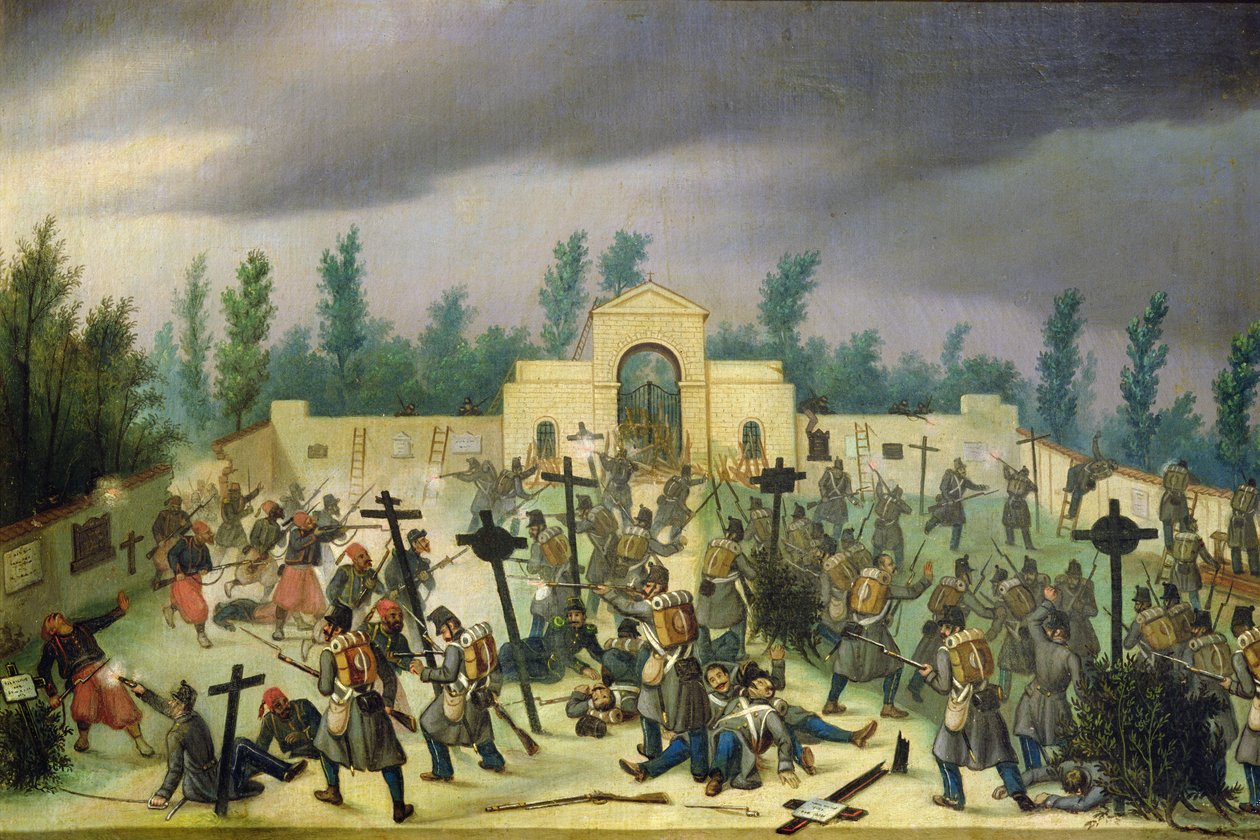 Szene aus der Schlacht von Solferino: Kämpfe auf dem Friedhof von Antonio Spandri