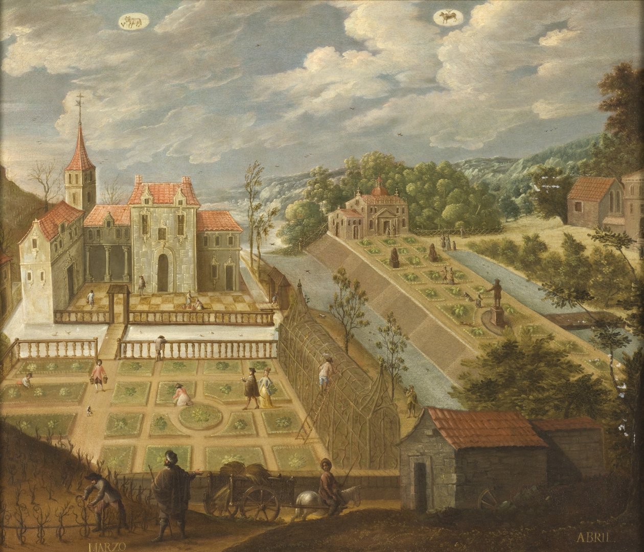 März und April aus Los doce meses del año (Die zwölf Monate des Jahres), 1650-99 von Antonio de Espinosa