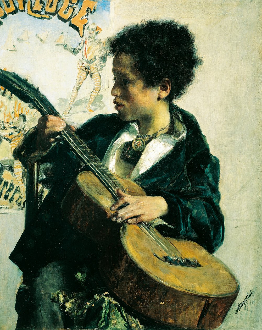 Straßenjunge mit Gitarre von Antonio Mancini