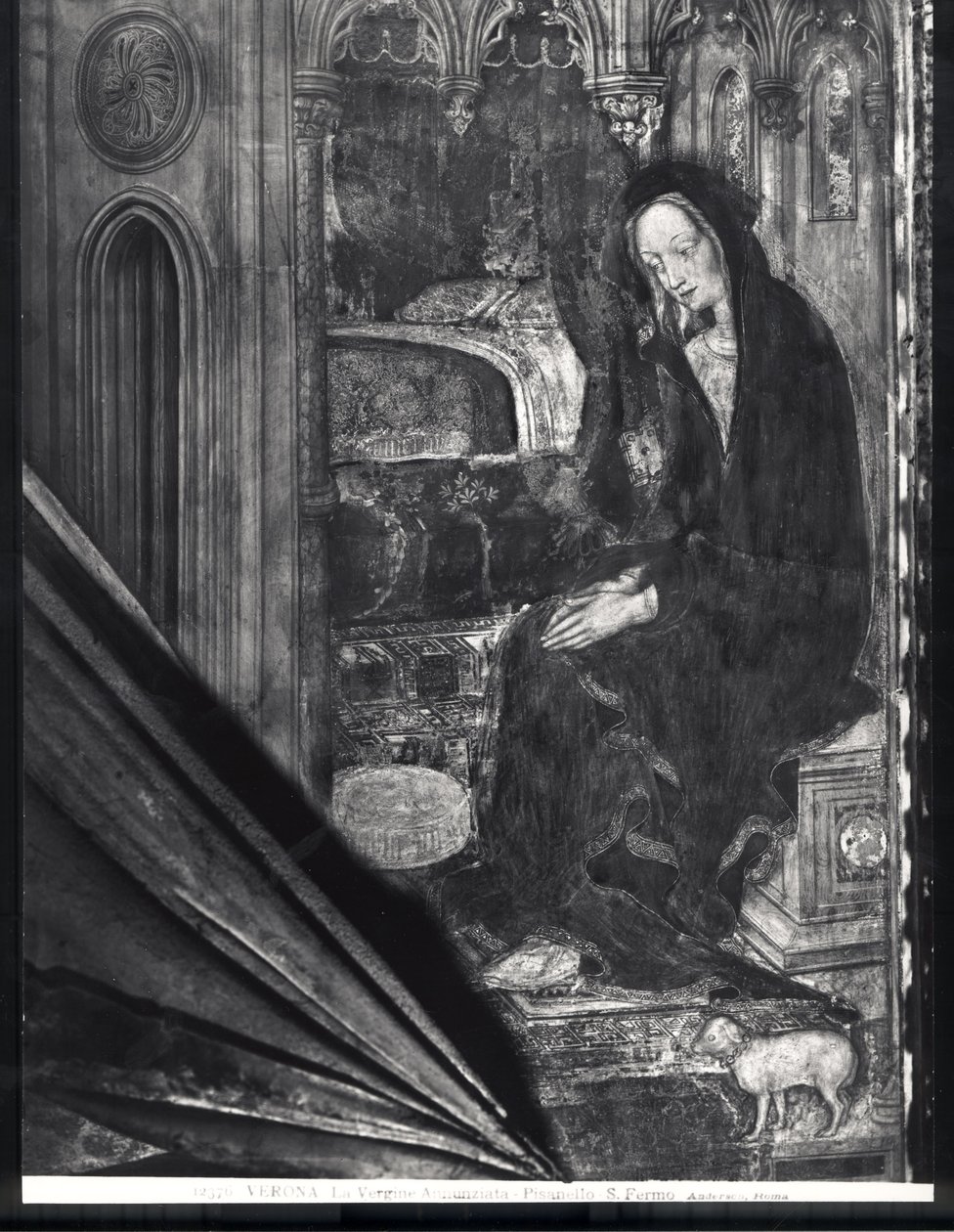 Jungfrau Maria, Detail aus der Verkündigung von Antonio Pisanello