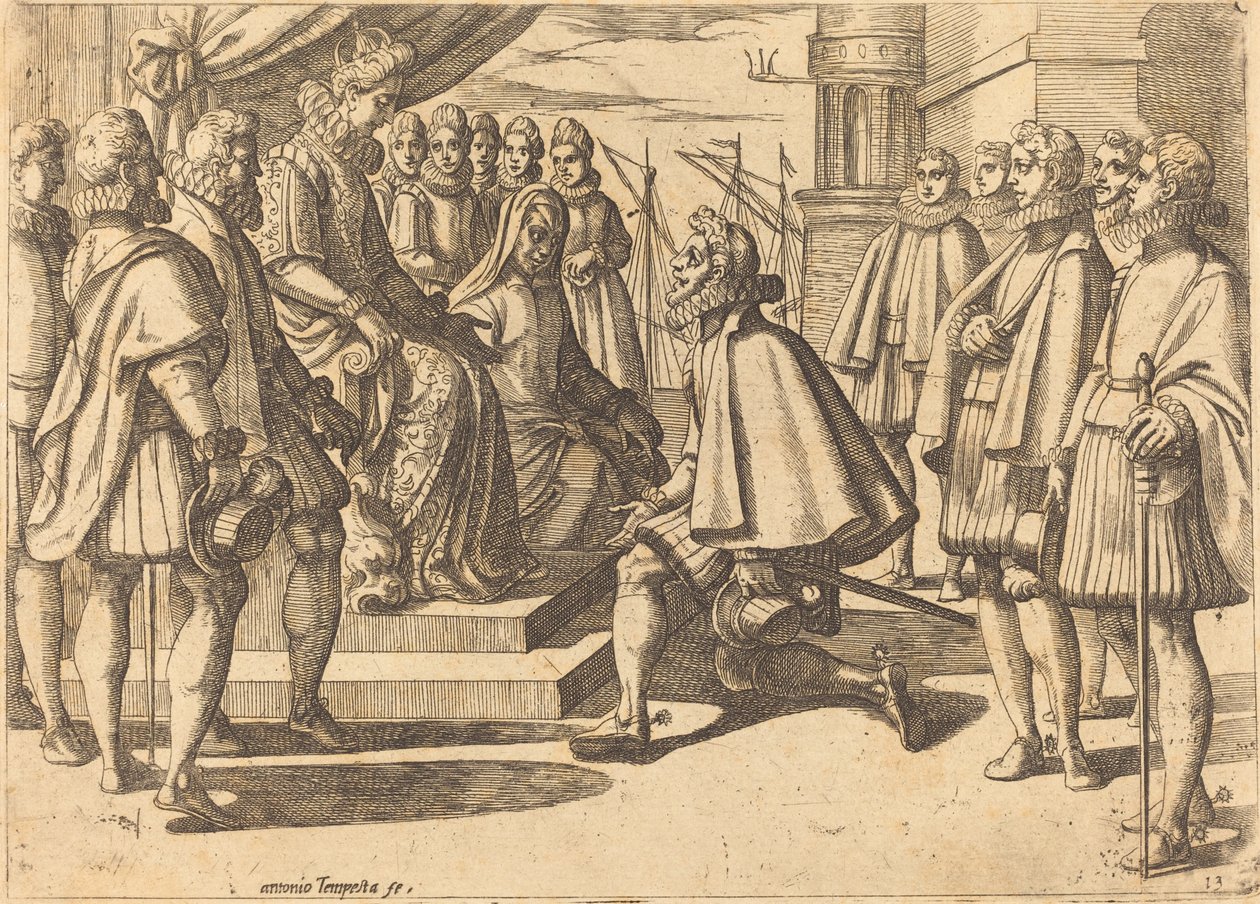 Spanischer Herzog vor Margarete von Österreich von Antonio Tempesta