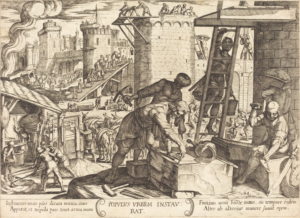 Die Israeliten bauen die Mauern Jerusalems wieder auf von Antonio Tempesta