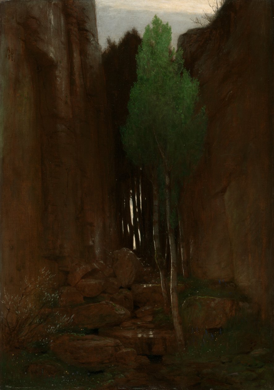 Frühling in einer engen Schlucht von Arnold Böcklin