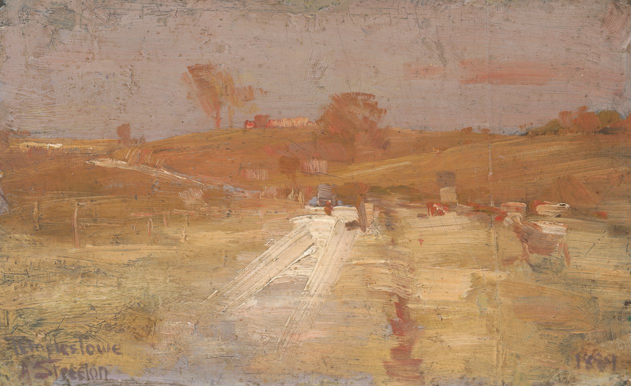 Pastoral in Gelb und Grau - ein Farbeindruck von Templestowe von Arthur Streeton