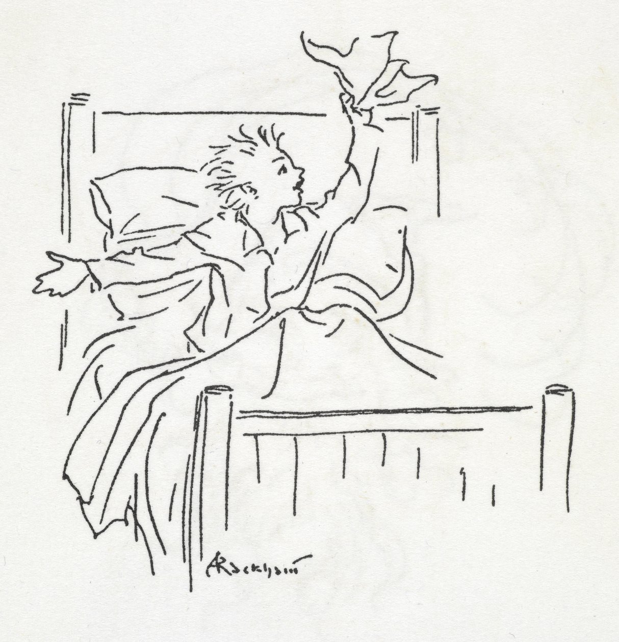 Ein Junge im Bett von Arthur Rackham