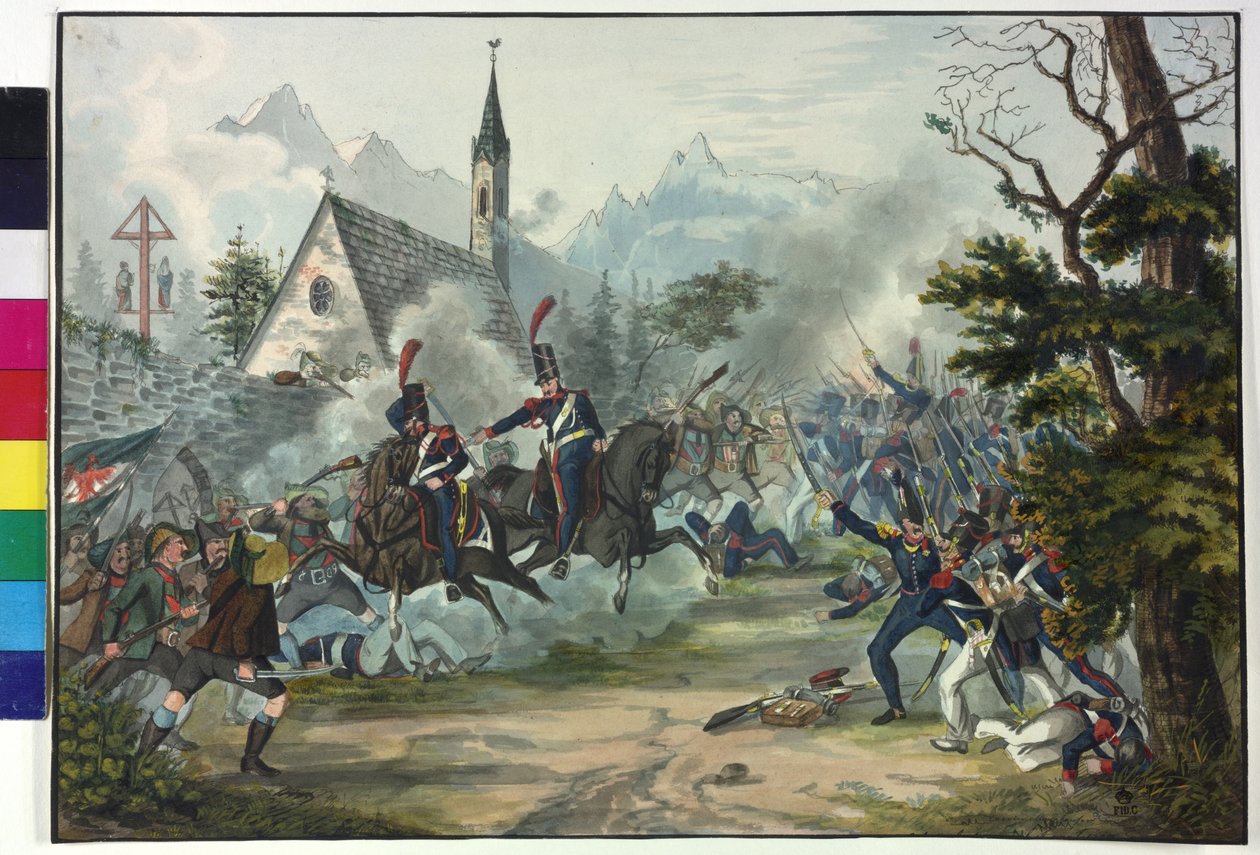 Kampf zwischen französischen Soldaten und Tiroler Bauern von Artist Unknown