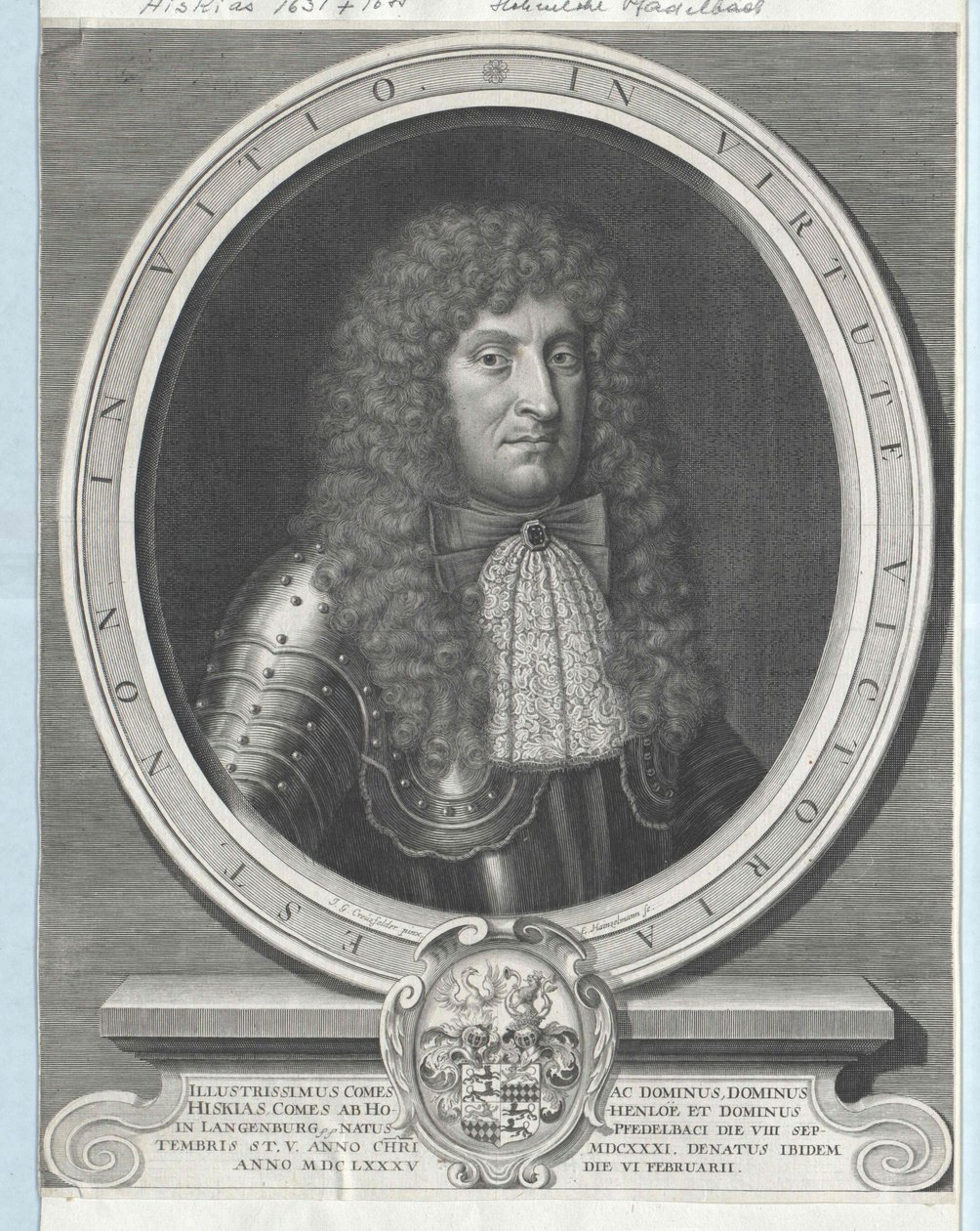 Hezekiah Graf Hohenlohe-Waldenburg-Pfedelbach von Artist Unknown