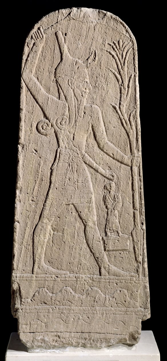 Der Sturm-Gott Baal mit einem Blitz, aus Ugarit (Ras Shamra) ca. 1350-1250 v. Chr. von Assyrian School