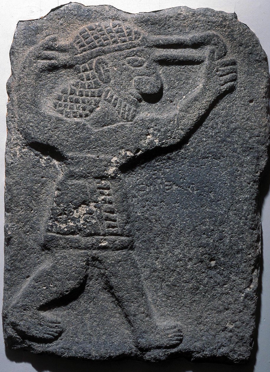 Figur, die eine Schleuder schießt, Tel Halaf von Assyrian