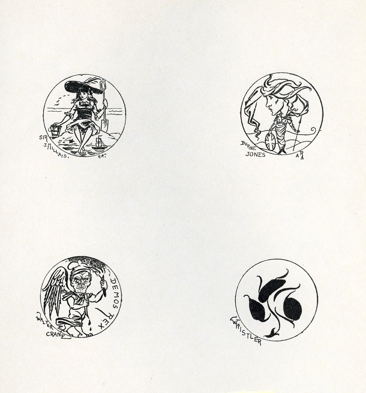 Vier Entwürfe für neue Münzen, 1893 von Aubrey Beardsley