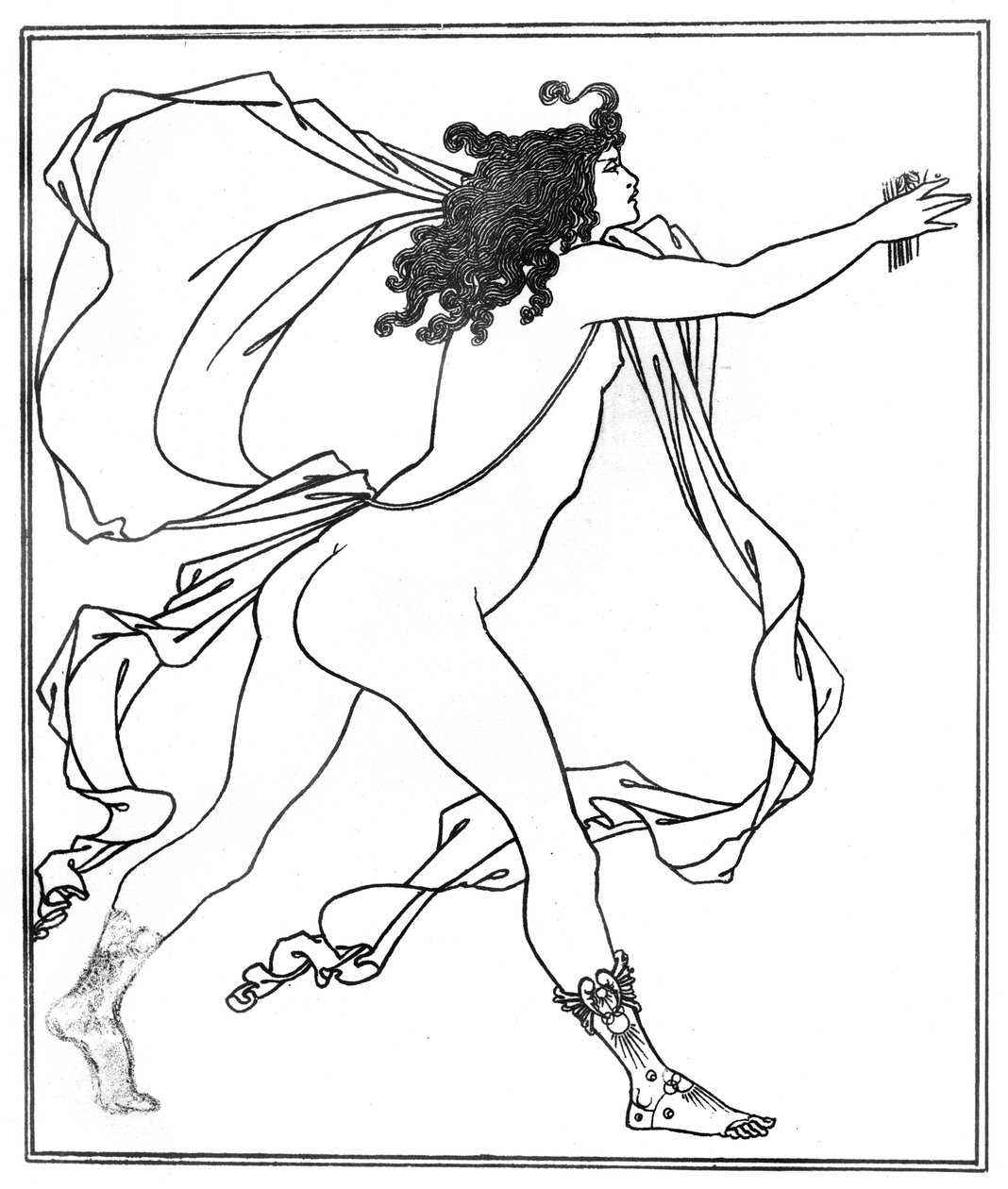Apollo verfolgt Daphne (Feder & Tinte) von Aubrey Beardsley