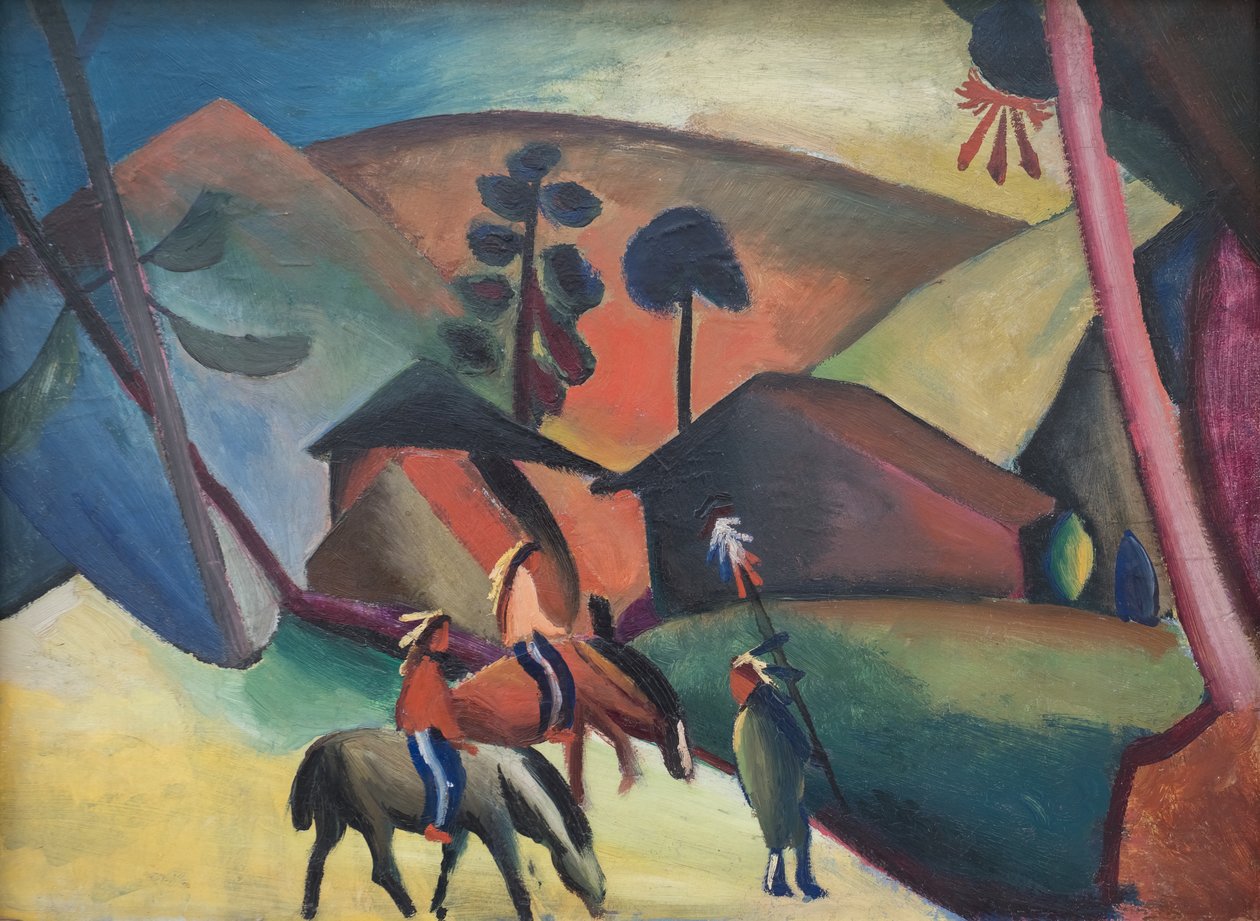 Indianer auf Pferden von August Macke