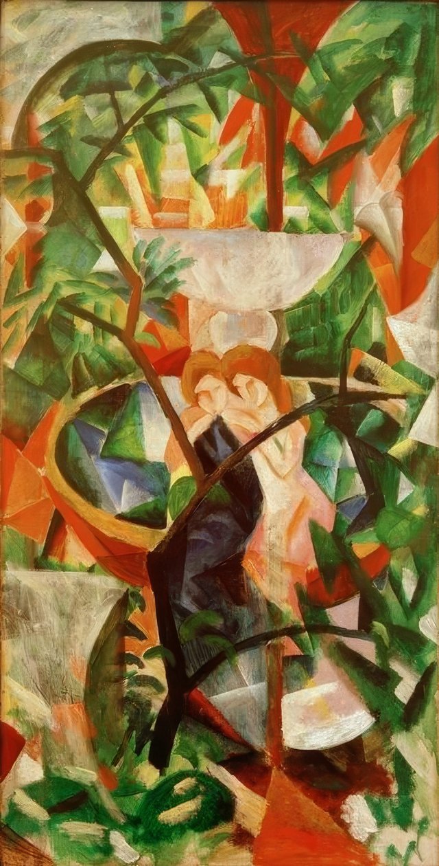Mädchen vor dem Springbrunnen von August Macke