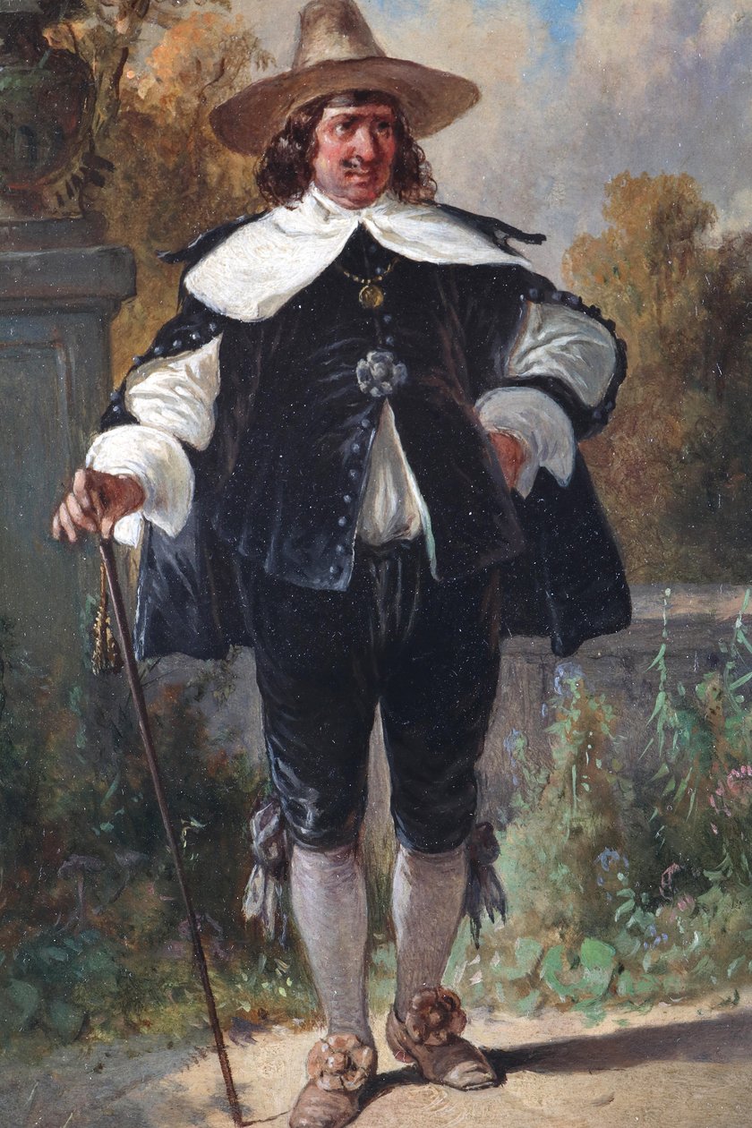 Galanter Herr mit Hut und Stock von August Gerasch
