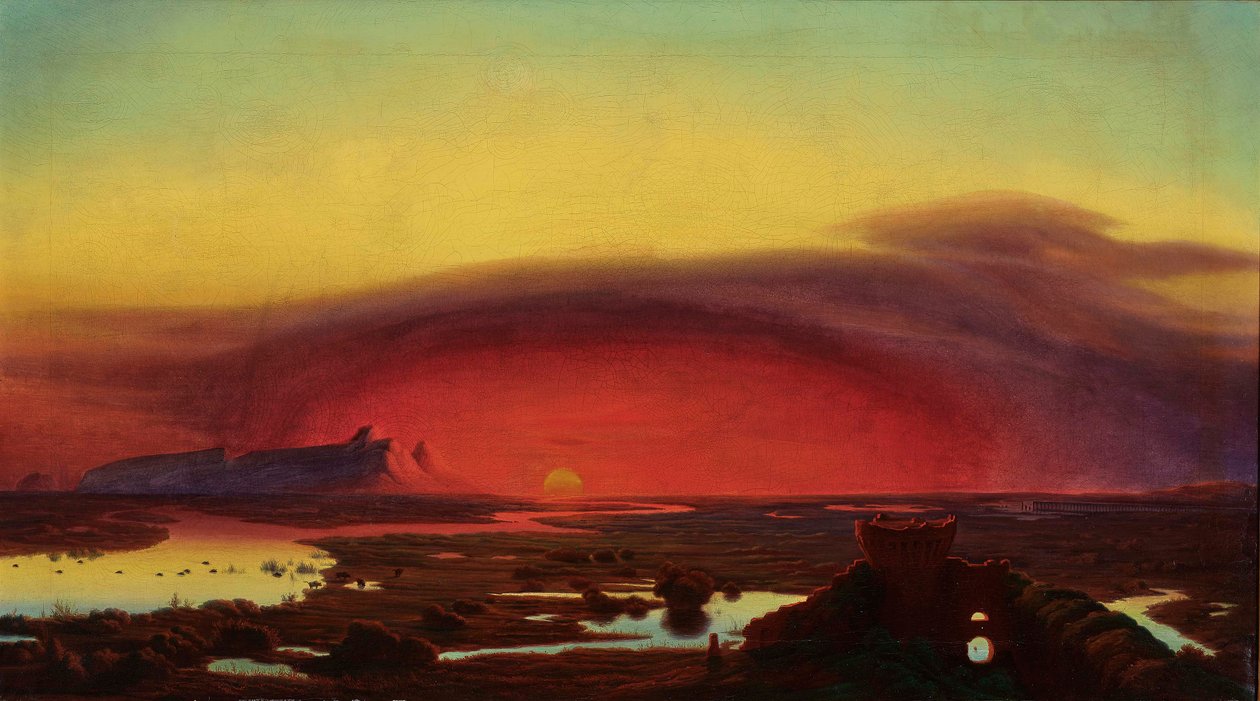 Die Pontinischen Sümpfe bei Sonnenuntergang von August Kopisch