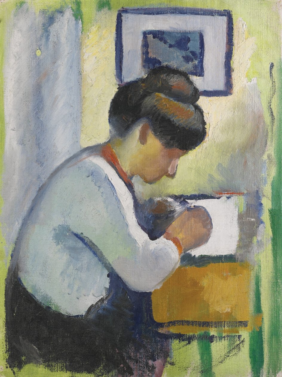 Frau beim Schreiben von August Macke