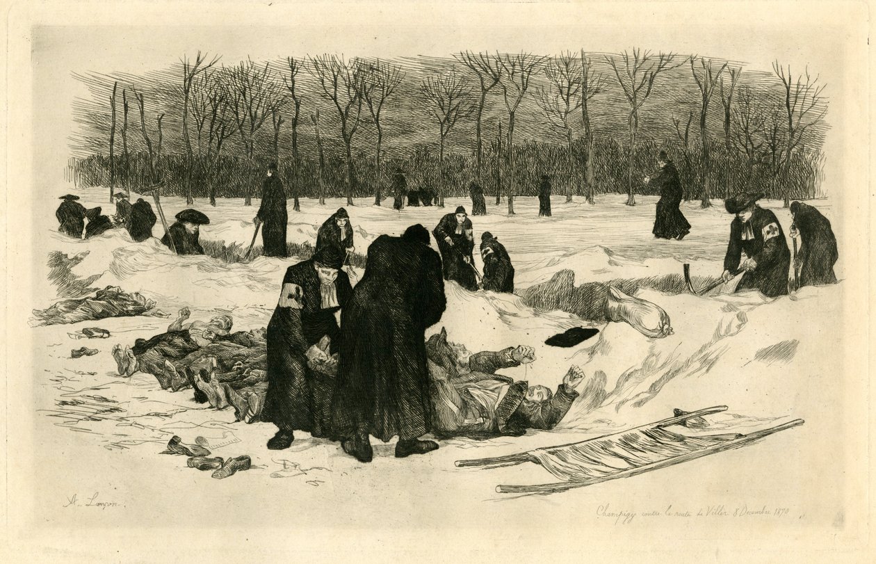 Begräbnis der Toten im Schnee von Auguste Andre Lancon