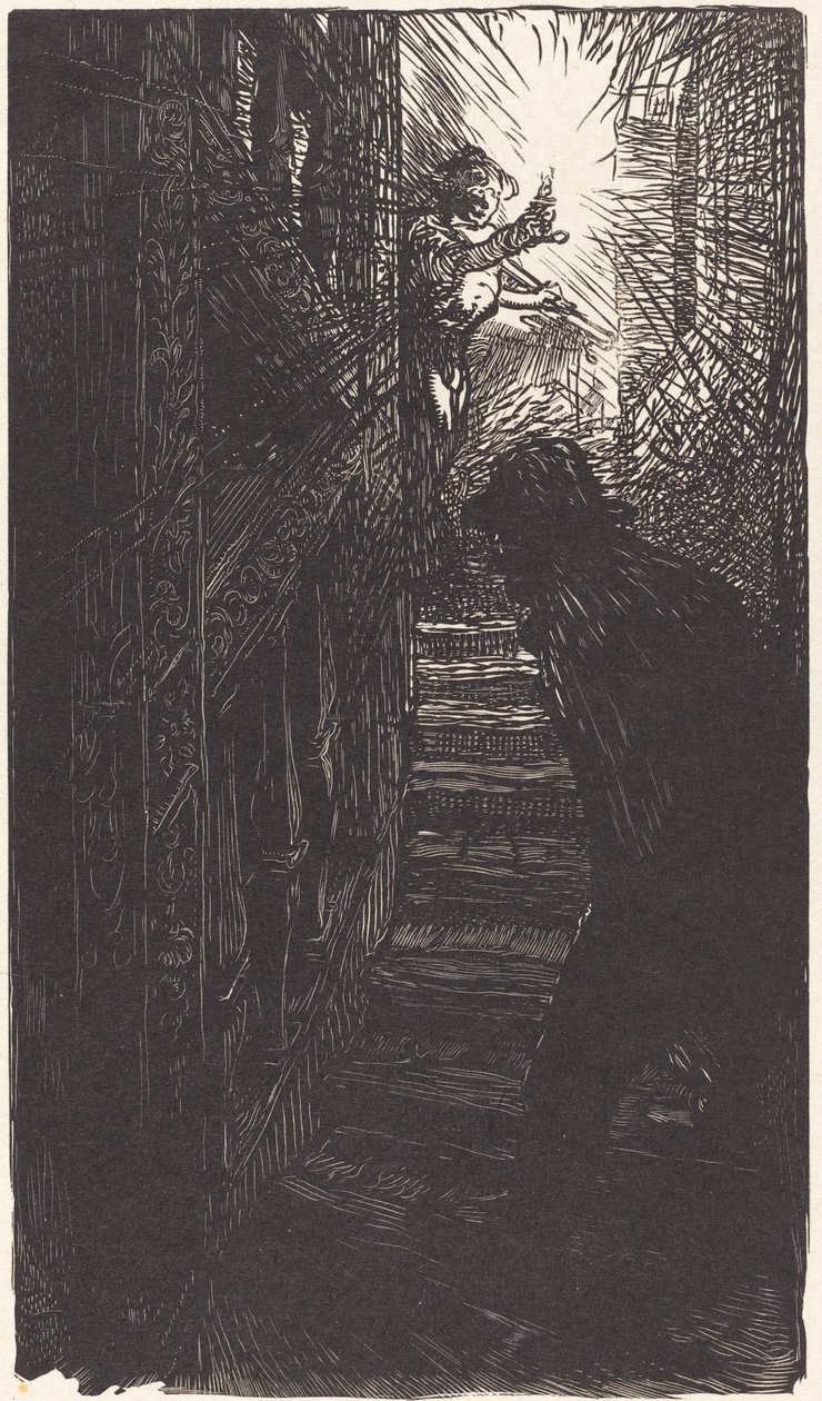 Skulpturierte Treppe Rue Boutebrie von Auguste Lepere