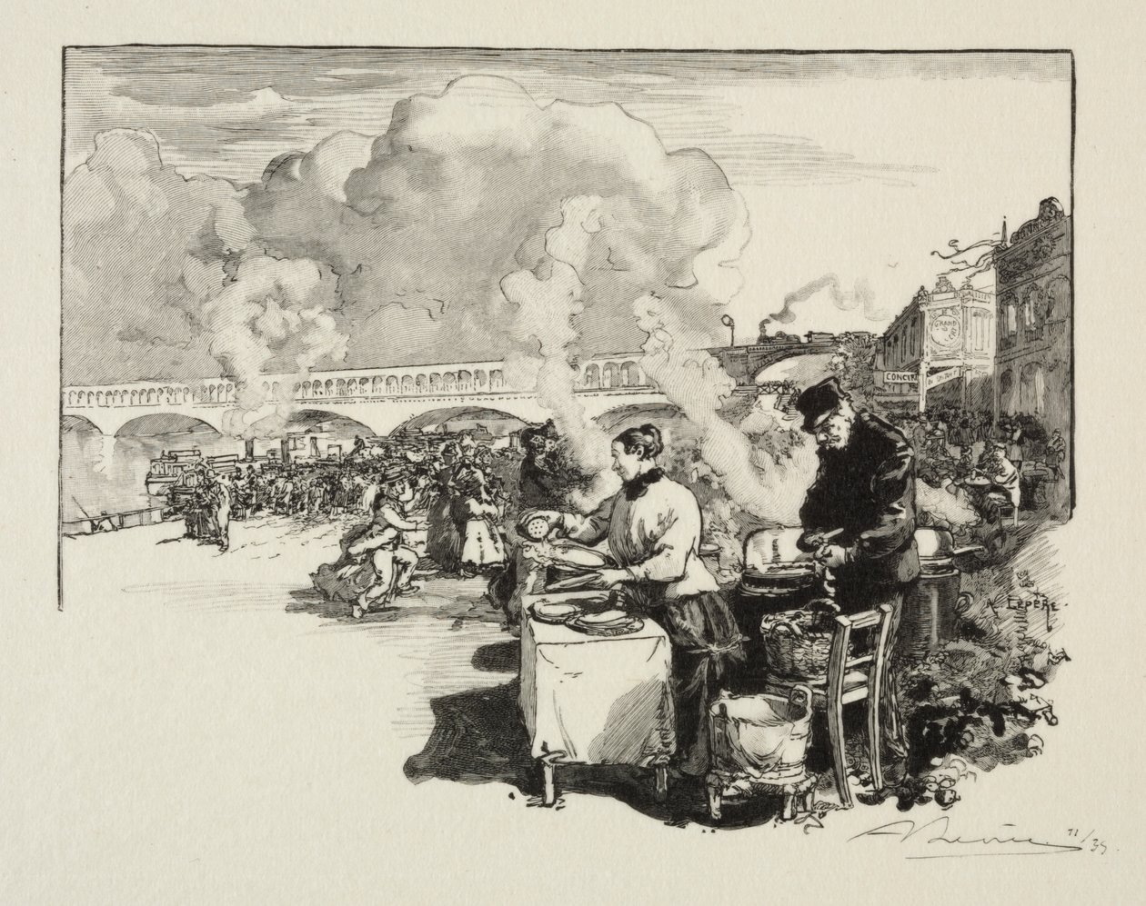 Anlegestelle der Boot-Omnibusse von Auguste Louis Lepère