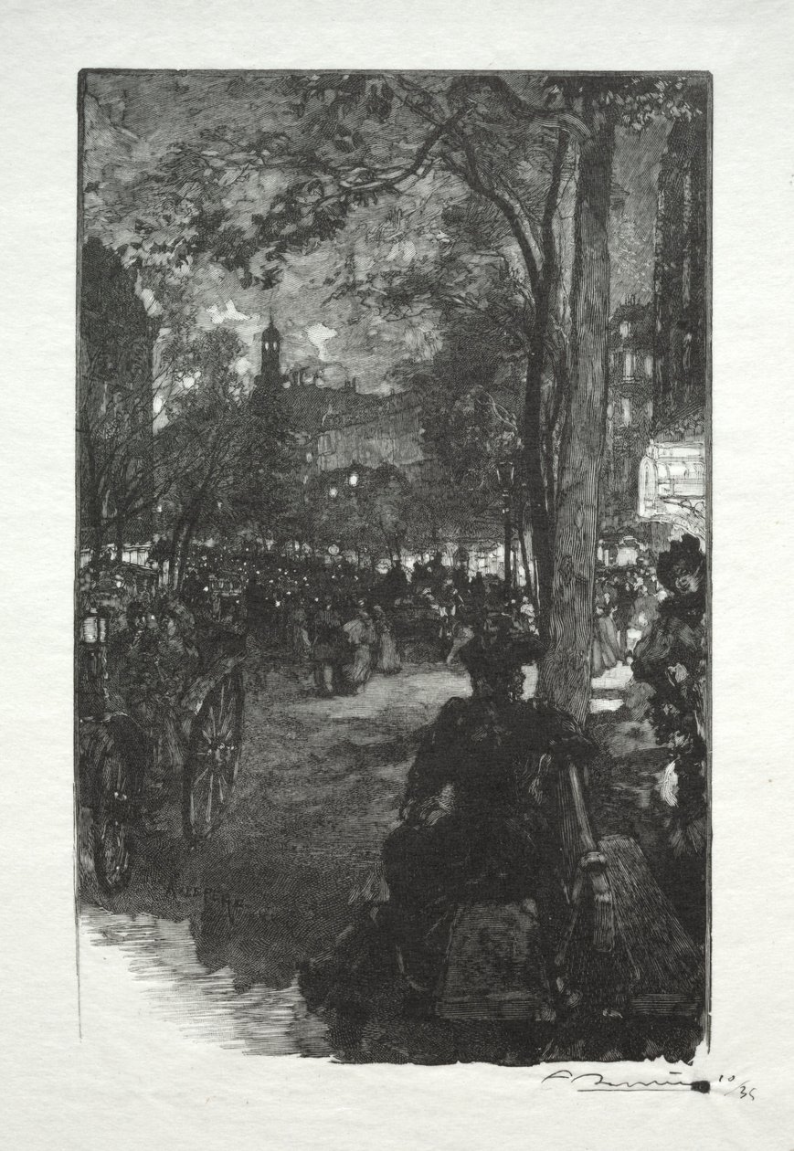 Le Boulevard Montmartre, le Soir von Auguste Louis Lepère