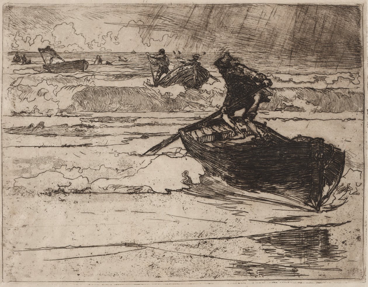 Fischer fliehen vor dem Sturm, 1892 von Auguste Louis Lepère