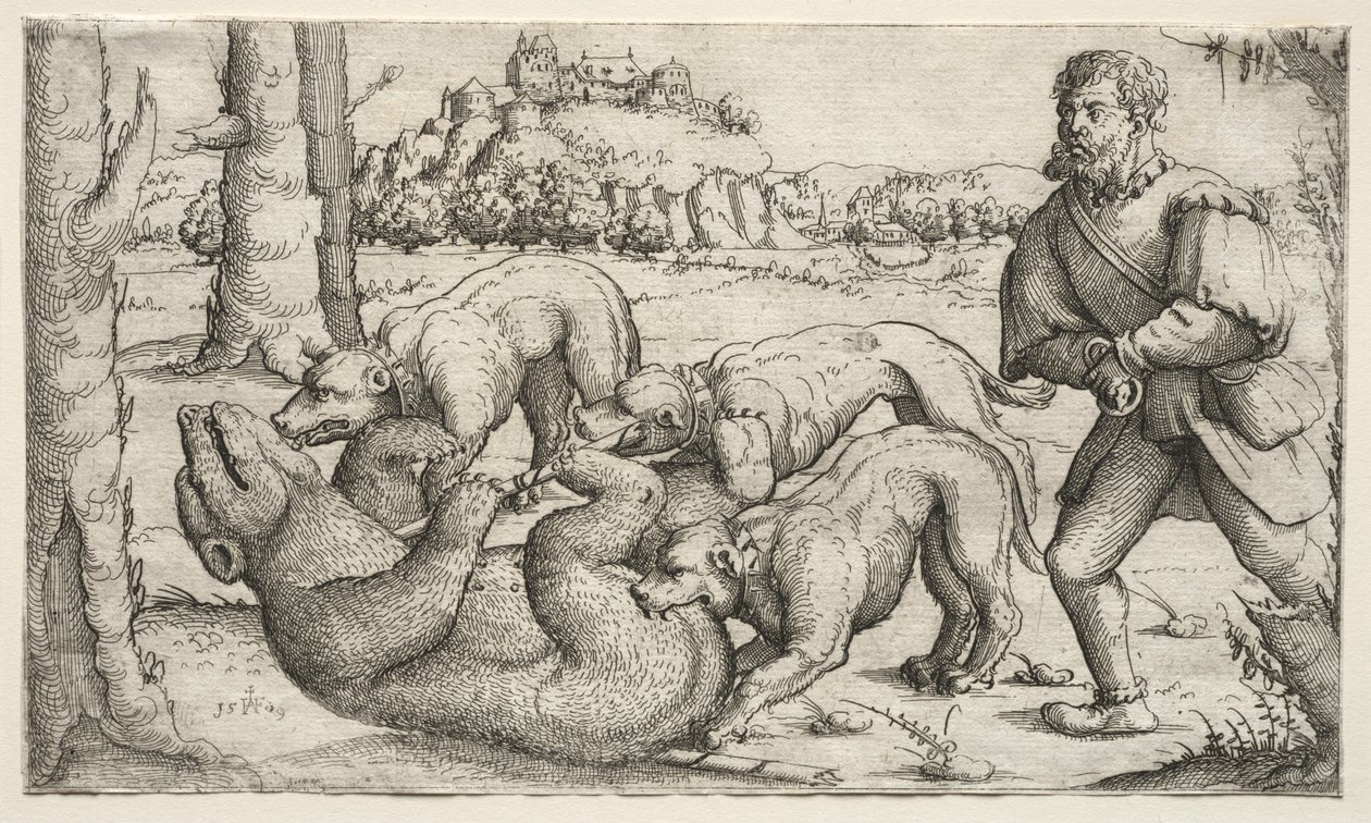 Eine Bärenjagd, 1569 von Augustin Hirschvogel
