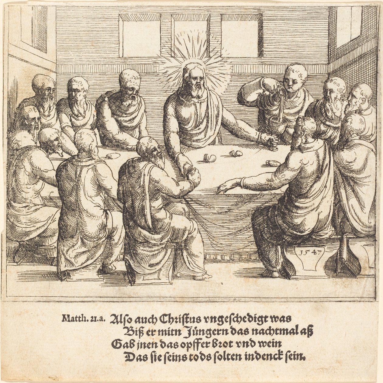 Das letzte Abendmahl, 1547 von Augustin Hirschvogel