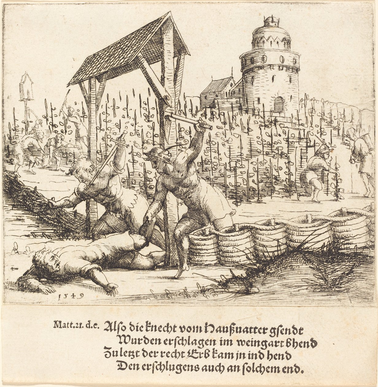 Das Gleichnis von den bösen Weingärtnern, 1549 von Augustin Hirschvogel