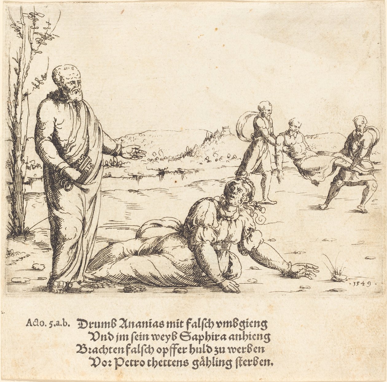 Die Bestrafung von Ananias und Saphira von Augustin Hirschvogel