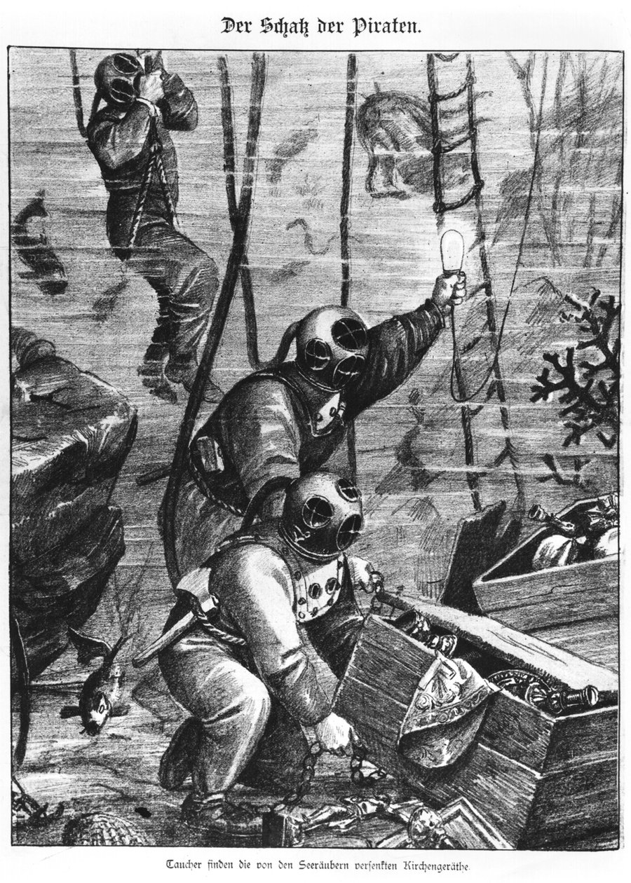 Taucher finden Piratenschatz, 1897 von Austrian School