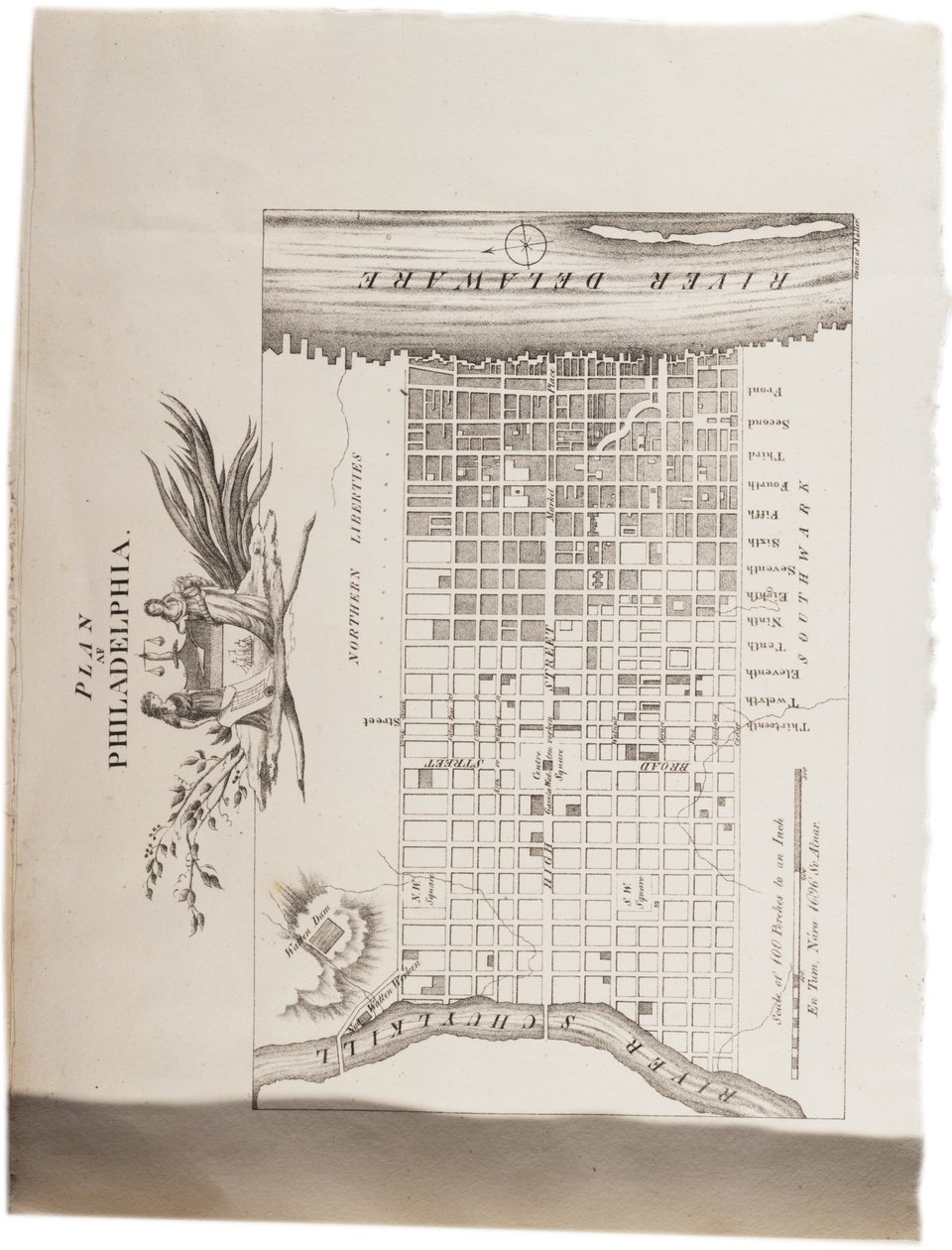 Karte von Philadelphia, aus einem Atlas der Vereinigten Staaten, 1824 von Axel Leonhard Klinckowström