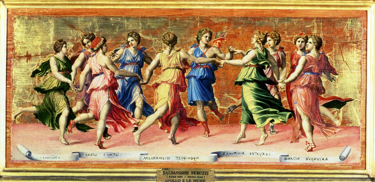 Der Tanz des Apollo mit den Musen von Baldassarre Peruzzi