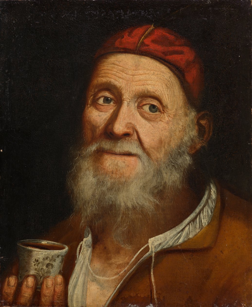 Alter Mann mit Kaffeehäferl von Balthasar Denner
