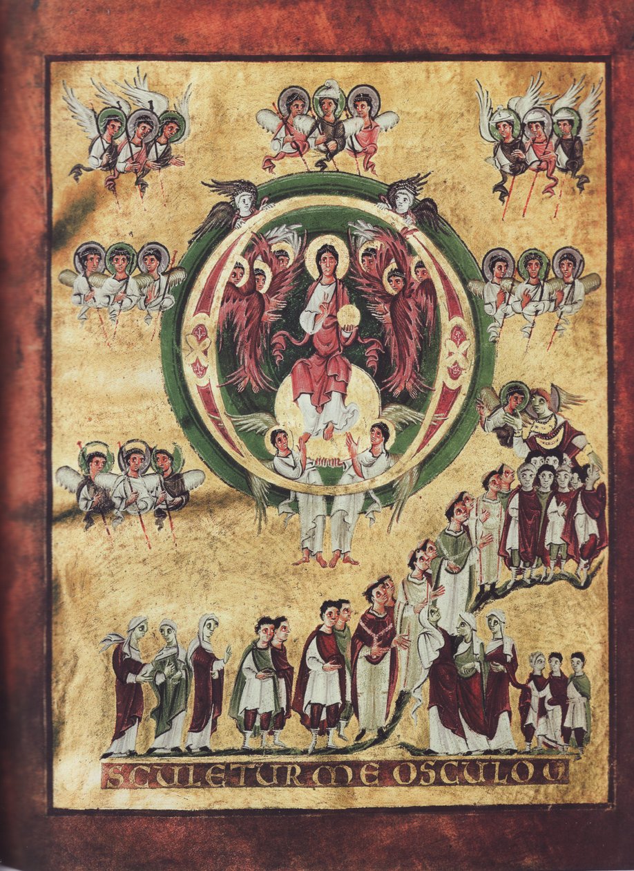 O-Initiale mit Christus und Zug der Auserwählten von Bamberg State Library