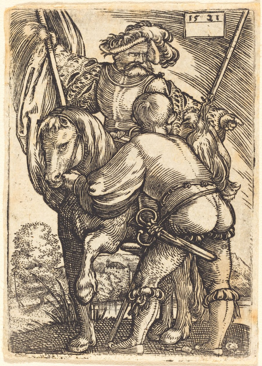 Reitender Standartenträger und Fußsoldat von Barthel Beham