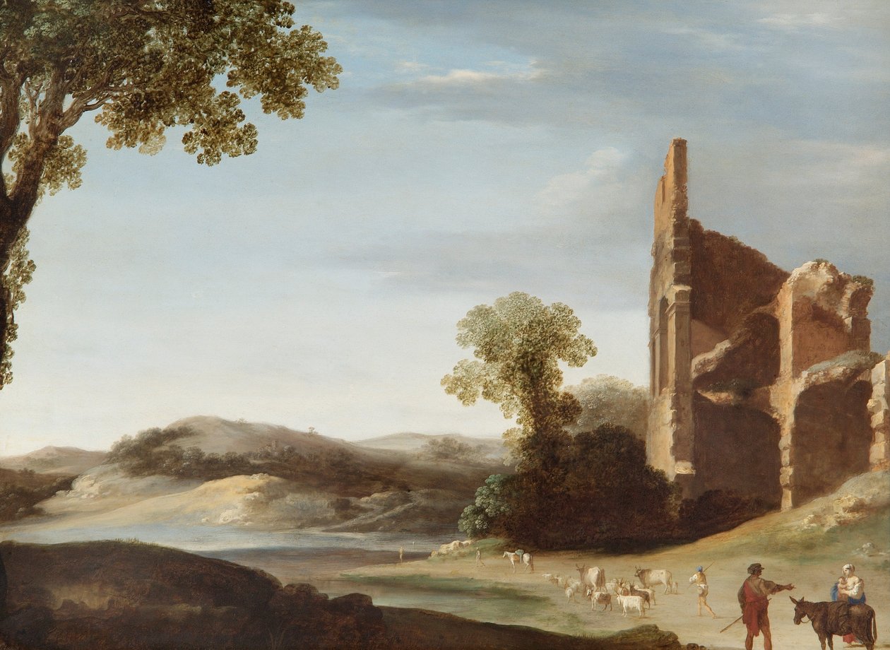 Landschaft mit klassischen Ruinen und Figuren von Bartholomeus Breenbergh