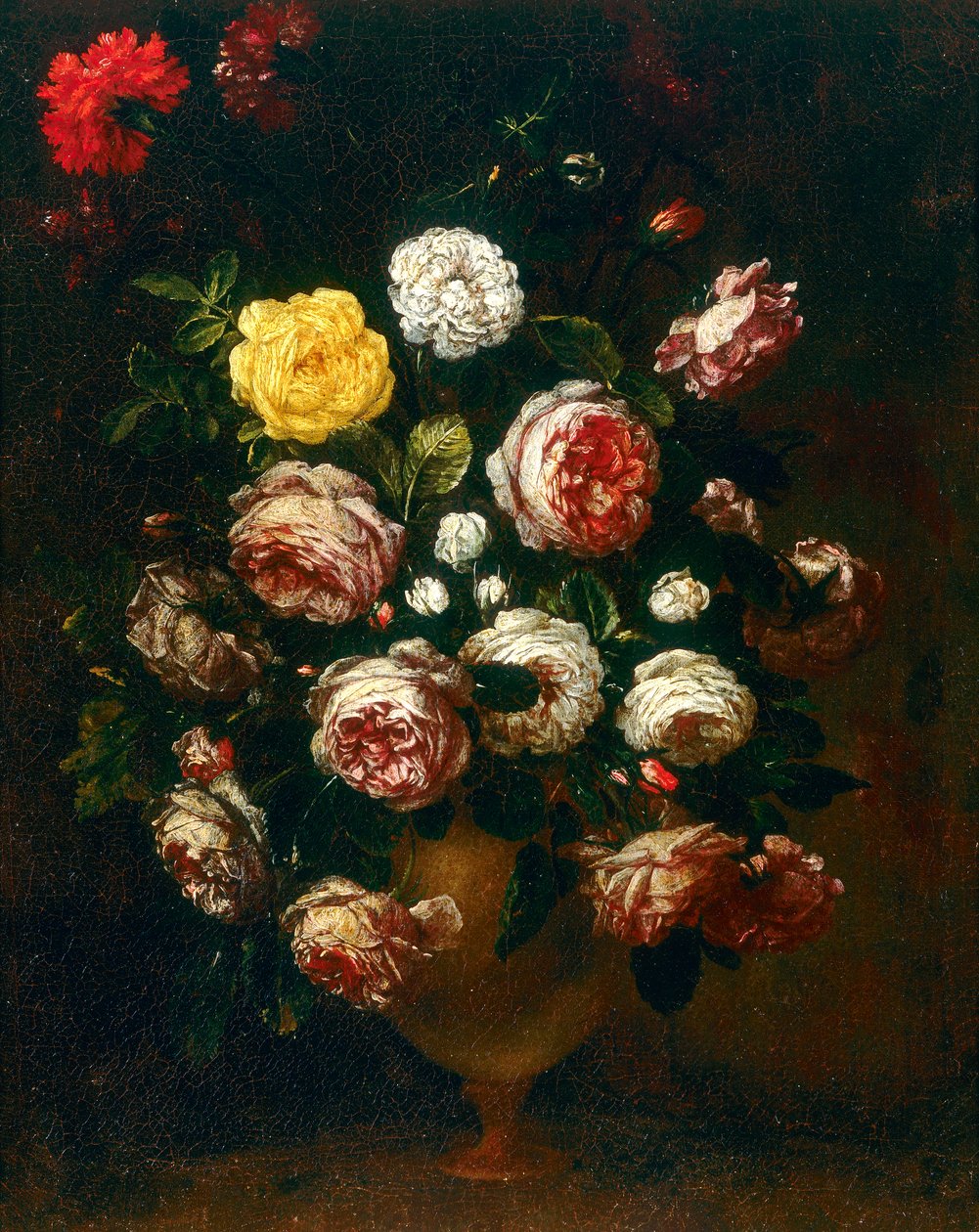 Vase mit Rosen, gemalt von Bartolomeo Bimbi von Bartolomeo Bimbi