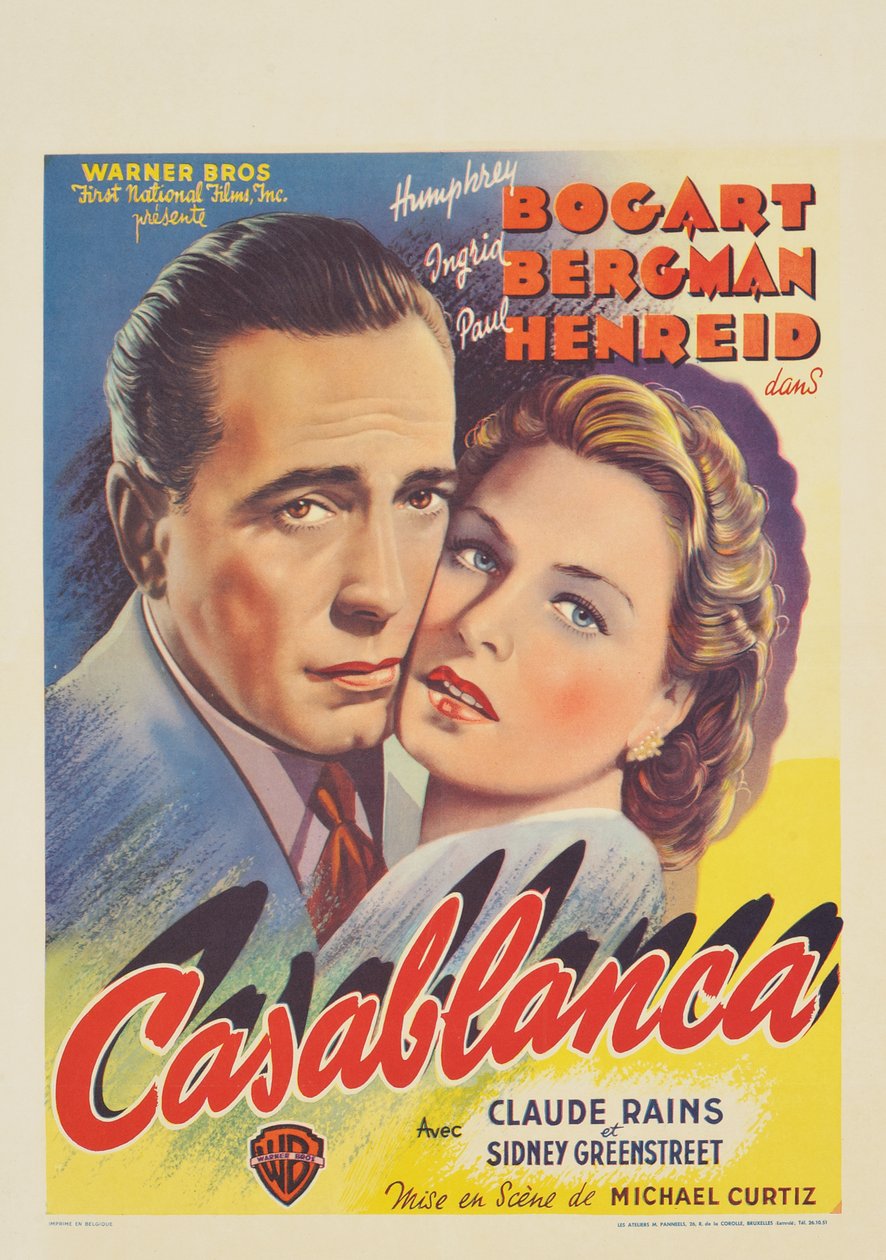 Ein belgisches Plakat für den Film "Casablanca" von Belgian School