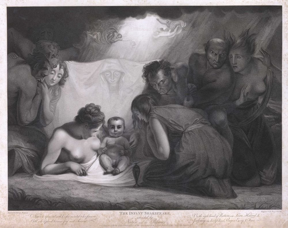 Der junge Shakespeare, betreut von der Natur und den Leidenschaften aus der Serie The Shakespeare Gallery von Benjamin Smith