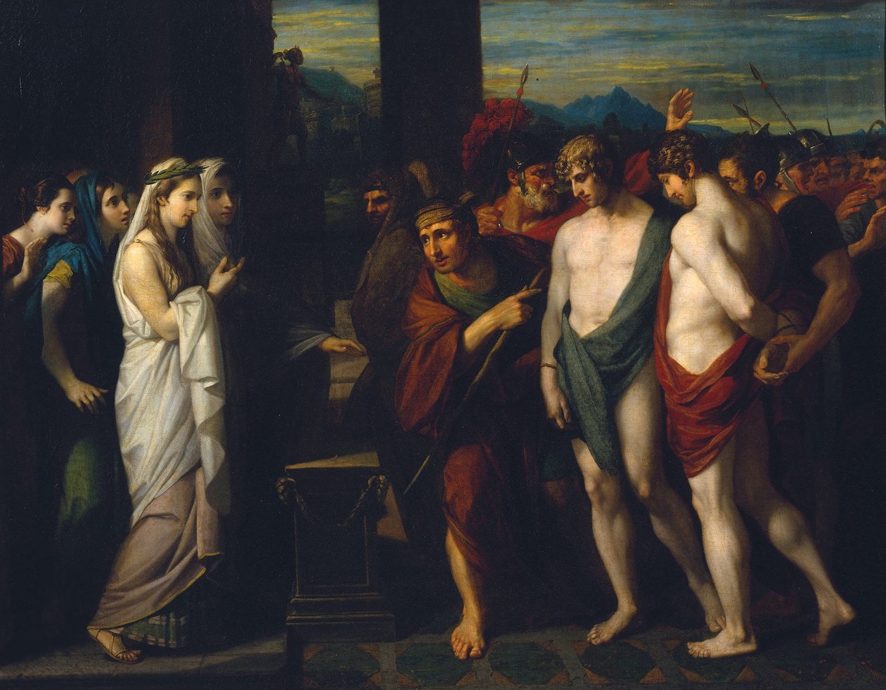 Pylades und Orestes werden als Opfer vor Iphigenia gebracht von Benjamin West