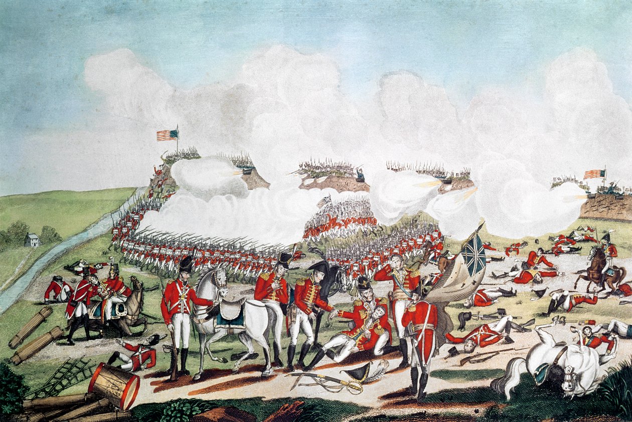 Die Schlacht von New Orleans und der Tod von Generalmajor Packenham, 8. Januar 1815, graviert von Joseph Yeager, veröffentlicht 1817 von Benjamin West