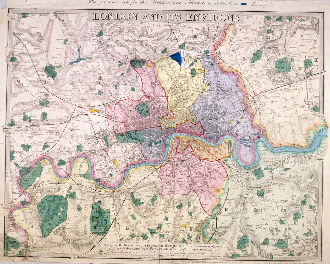 Allgemeine Karte von London, 1847 von Benjamin Rees Davies
