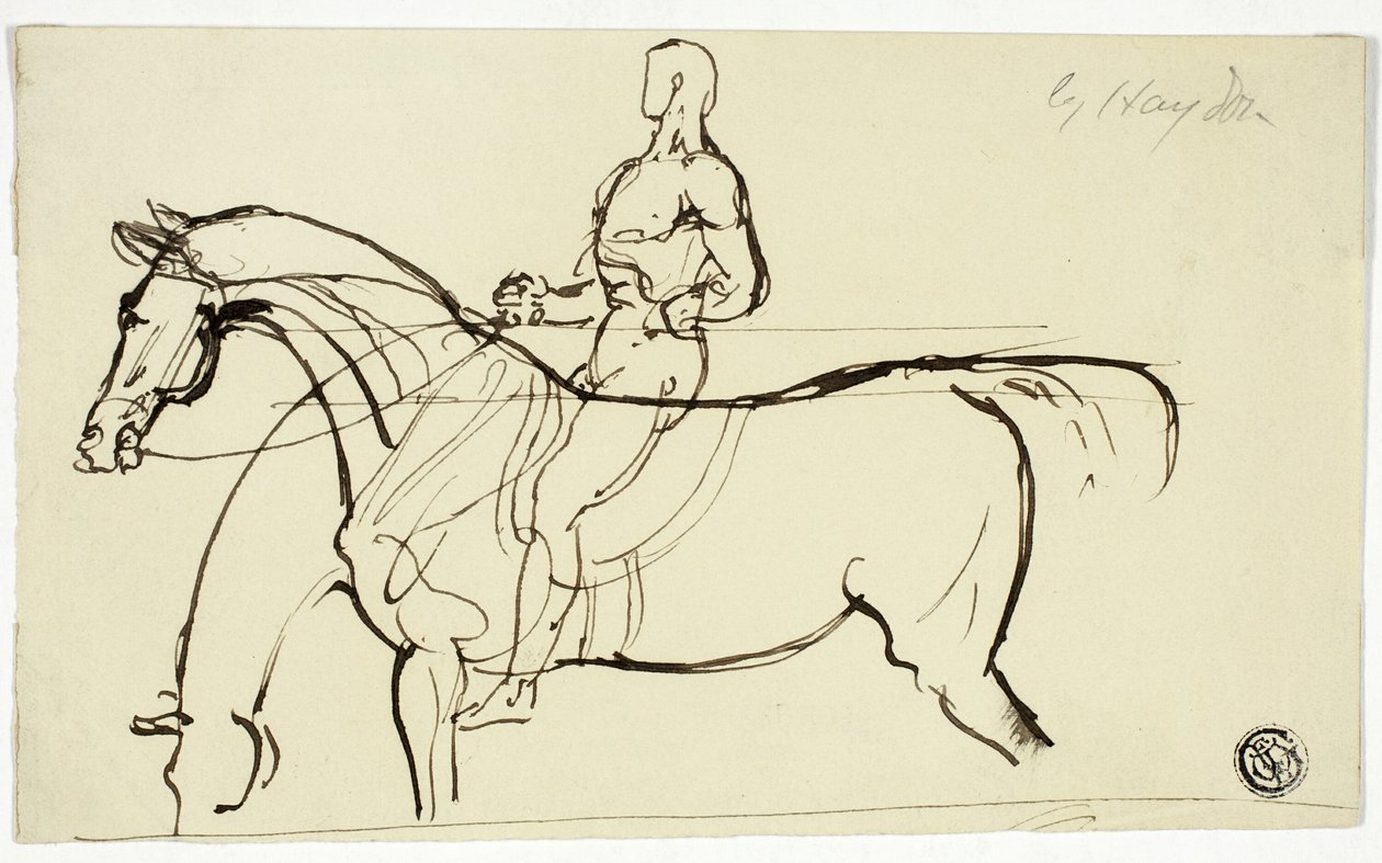 Skizze von Pferd und Reiter von Benjamin Robert Haydon