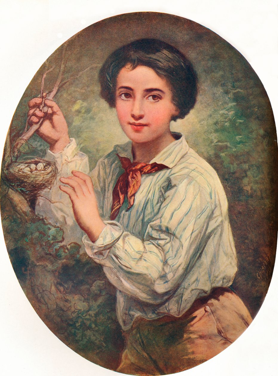 Junge mit Vogelnest, 1852 von Bernard Charles Chiapory