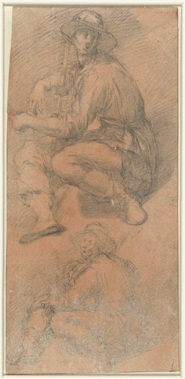 Zwei Figurenstudien eines sitzenden Mannes von Bernardino Poccetti