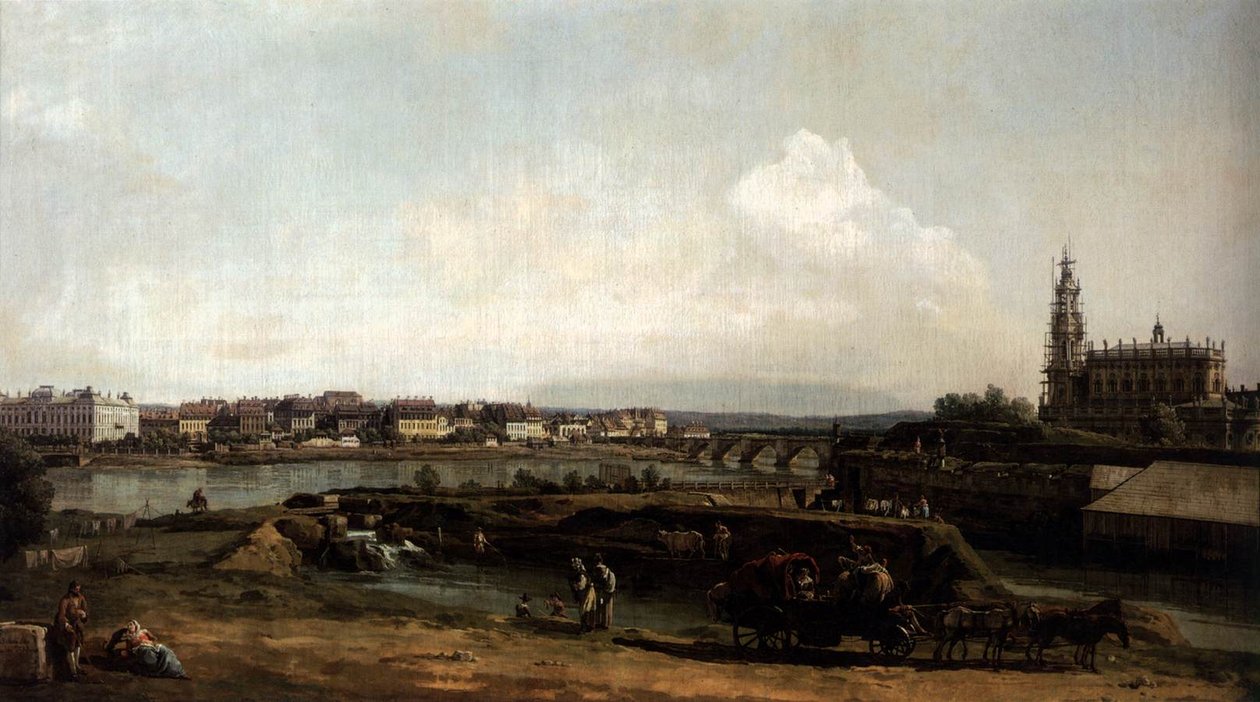 Dresden vom linken Ufer der Elbe, unterhalb der Befestigungen von Bernardo Bellotto
